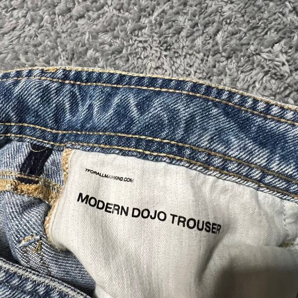 7 for All Mankind Jeans Womens 29 Modern Dojo Trousers Baggy Flare Leg Blue ** - Picture 6 of 12